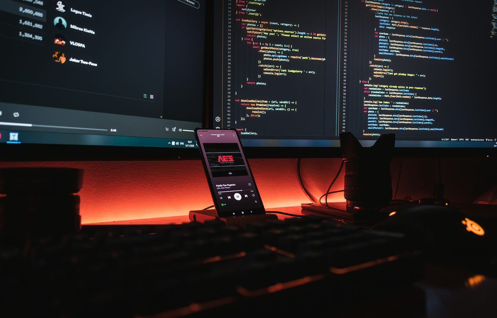 Developer screens showing application code